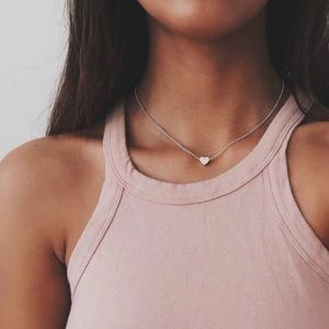 “Alyssa” Choker Heart Necklace // Silver